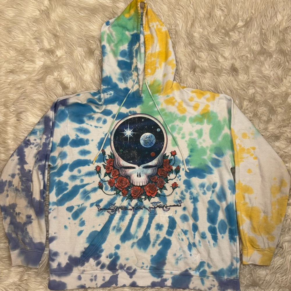 Tie-Dye Skull & Roses Graphic Hoodie